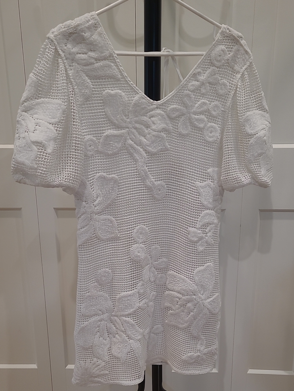 H&M White Crochet Floral Mini Dress